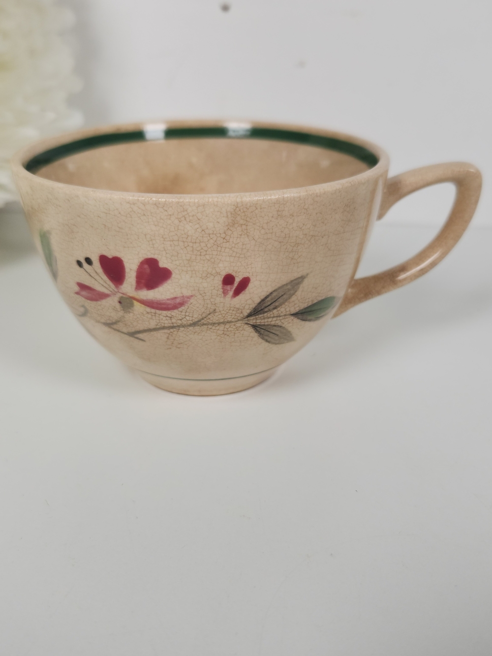 Vintage Heavily Crazed Stained Tea Cup Japan Hand Painted | Primitive Farmhouse